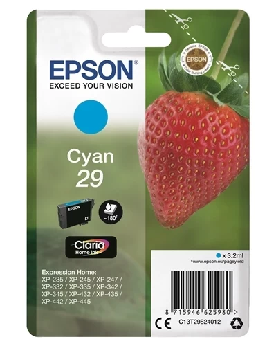 Epson Original 29 / C13T29824012 Tintenpatrone Cyan bis zu 180 Seiten