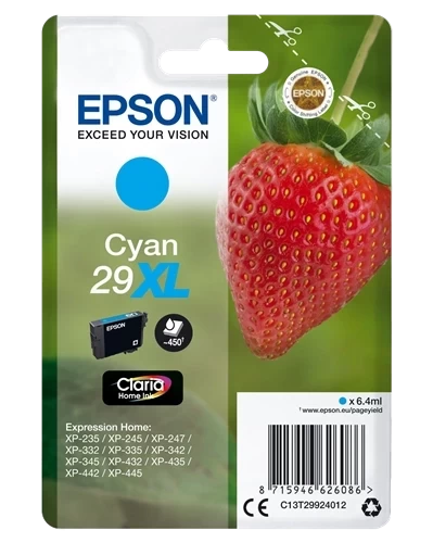Epson Original 29XL / C13T29924012 Tintenpatrone Cyan bis zu 450 Seiten