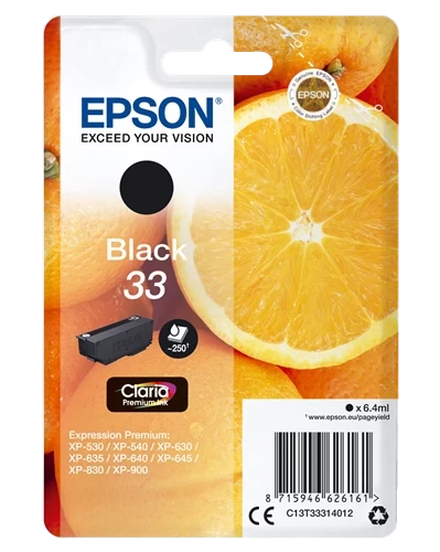 Epson Original 33 / C13T33314012 Tintenpatrone Schwarz bis zu 250 Seiten