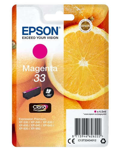 Epson Original 33 / C13T33434012 Tintenpatrone Magenta bis zu 200 Seiten