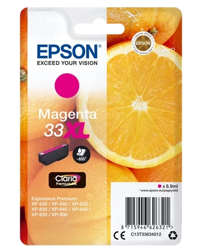 Epson Original 33XL / C13T33634012 Tintenpatrone Magenta bis zu 650 Seiten