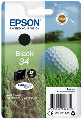 Original Epson 34 / C13T34614010 Tinte Schwarz bis zu 350 Seiten 6ml