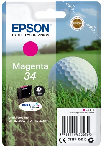 Epson Original 34 / C13T34634010 Tintenpatrone Magenta bis zu 300 Seiten 4ml