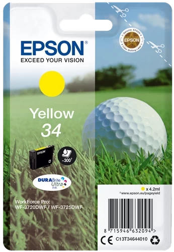 Epson Original 34 / C13T34644010 Tintenpatrone Gelb bis zu 300 Seiten 4ml