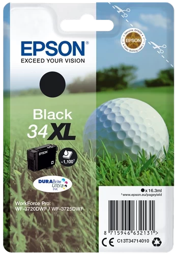 Epson Original 34XL / C13T34714010 Tintenpatrone Schwarz bis zu 1100 Seiten 16ml