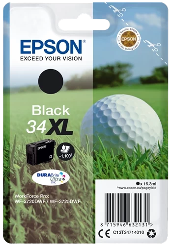 Original Epson 34XL / C13T34714010 Tinte Schwarz bis zu 1100 Seiten 16ml