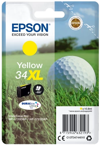 Epson Original 34XL / C13T34744010 Tintenpatrone Gelb bis zu 950 Seiten 11ml
