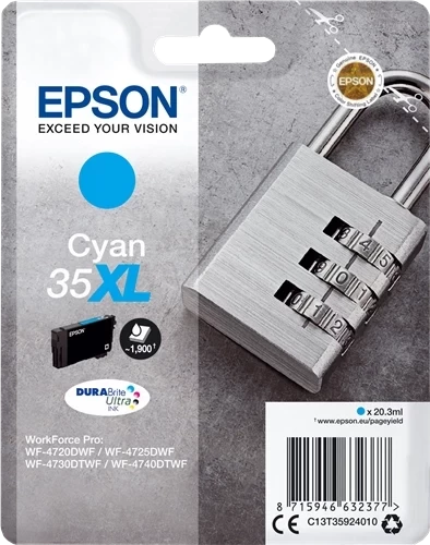 Epson Original 35XL / C13T35924010 Tintenpatrone Cyan bis zu 1900 Seiten 20ml