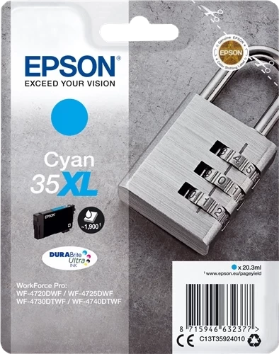 Original Epson 35XL / C13T35924010 Tinte Cyan bis zu 1900 Seiten 20ml