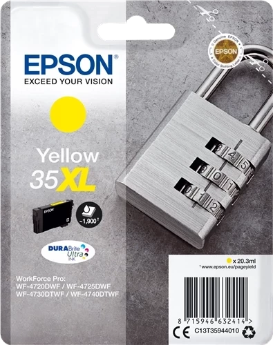 Original Epson 35XL / C13T35944010 Tinte Gelb bis zu 1900 Seiten 20ml