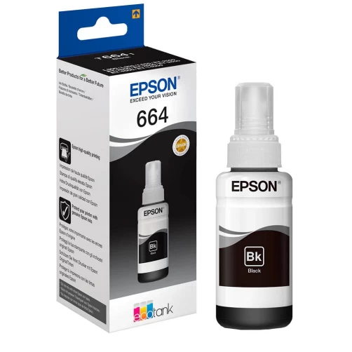 Original Epson 664 / C13T664140 Tinte Tintenflasche Schwarz bis zu 7500 Seiten 70ml