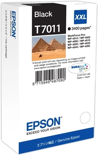 Original Epson T-7011XXL / C13T70114010 Tinte Schwarz bis zu 3400 Seiten 63ml