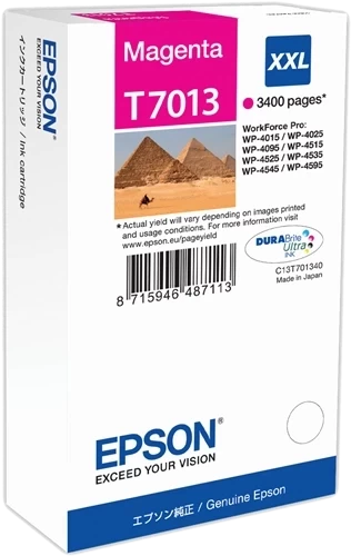 Epson Original T-7013XXL / C13T70134010 Tintenpatrone Magenta bis zu 3400 Seiten 34ml