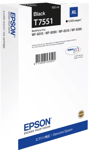Original Epson C13T75514N / T7551 XL Tinte Schwarz bis zu 5000 Seiten
