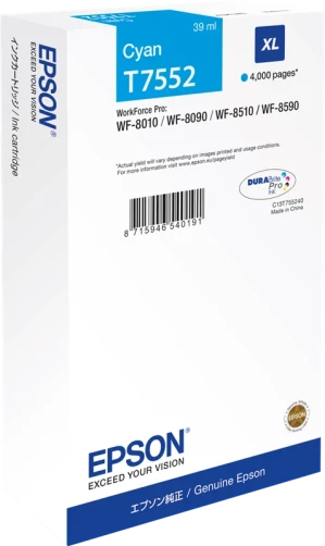 Original Epson C13T75524N / T7552 XL Tinte Cyan bis zu 4000 Seiten 39ml