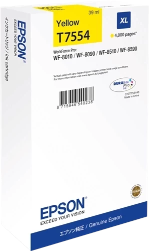 Epson Original T7554 / C13T755440 Tintenpatrone Gelb bis zu 4000 Seiten 39ml