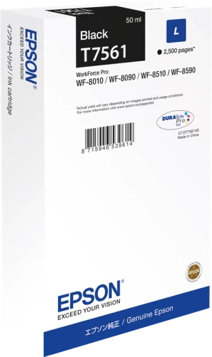 Original Epson C13T75614N / T7561 Tinte Schwarz bis zu 2500 Seiten 50ml