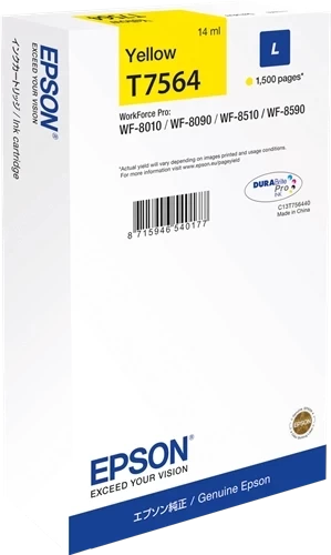 Epson Original T7564 / C13T756440 Tintenpatrone Gelb bis zu 1500 Seiten