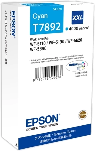 Original Epson T7892 / C13T789240 Tinte Cyan bis zu 4000 Seiten 34ml