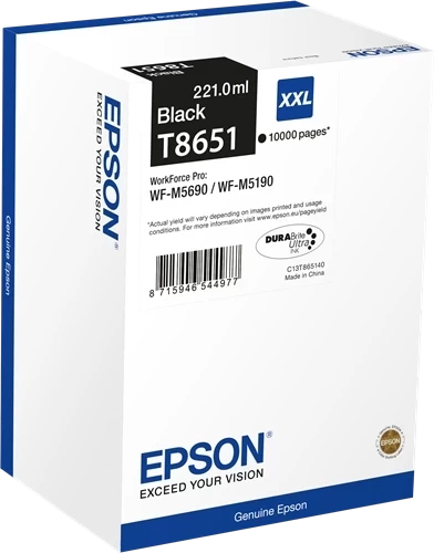 Epson Original T8651 / C13T865140 Tintenpatrone Schwarz bis zu 10000 Seiten