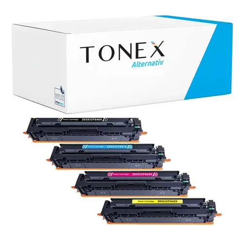 TONEX alternativ für HP 203X / CF540X Toner Schwarz Cyan Magenta Gelb 4er-Pack