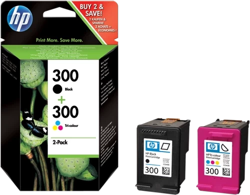 HP Original 300 / CN637EE Tintenpatrone Schwarz Cyan Magenta Gelb Color bis zu 200 Seiten Multipack