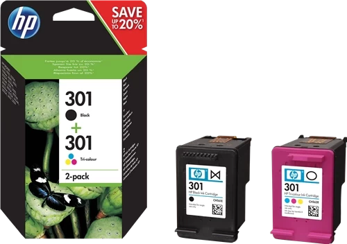 Original HP 301 / N9J72AE Tinte Schwarz Cyan Magenta Gelb Multicolor Color 6ml Multipack