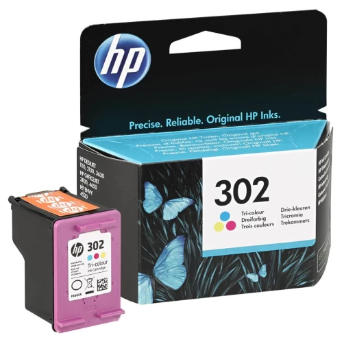 HP Original 302 / F6U65A Tintenpatrone Cyan Magenta Gelb Color bis zu 165 Seiten 4ml Tri-Color