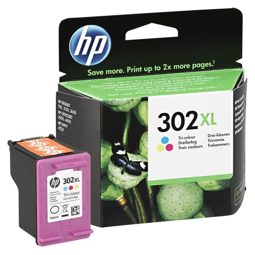 HP Original 302XL / F6U67AE Tintenpatrone Cyan Magenta Gelb Color bis zu 330 Seiten 8ml Tri-Color