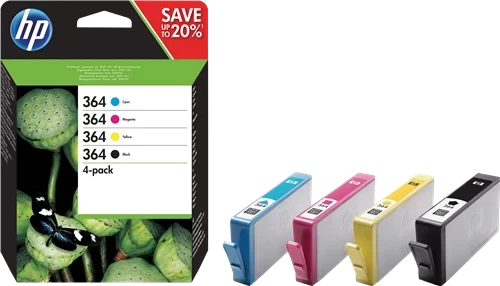Original HP 364 / N9J73AE Tinte Schwarz Cyan Magenta Gelb 4er-Pack