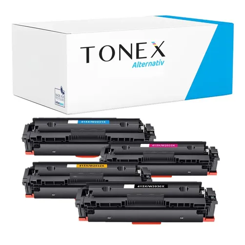 TONEX alternativ für HP 415X / W2030X-W2033X Toner Schwarz Cyan Magenta Gelb Spar-Set