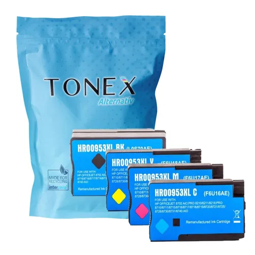 TONEX alternativ für HP 953XL / 3HZ52AE Tinte Schwarz Cyan Magenta Gelb 136ml 4er-Pack