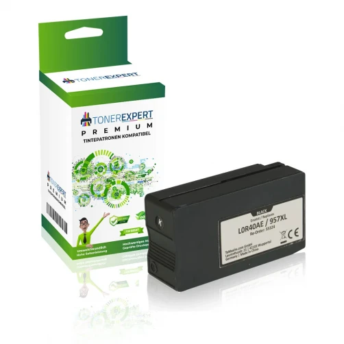 TONEREXPERT Premium Kompatibel für HP 957XL / L0R40AE Tintenpatrone Schwarz bis zu 3000 Seiten