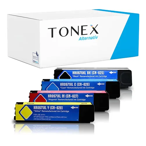 TONEREXPERT Premium Kompatibel für HP 970XL-971XL Tintenpatrone Schwarz Cyan Magenta Gelb Spar-Set