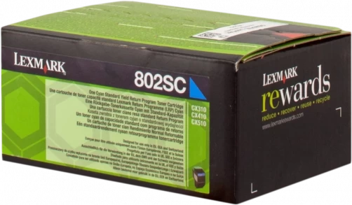 Lexmark Original 802S / 80C2SC0 Tonerkartusche Cyan bis zu 2000 Seiten