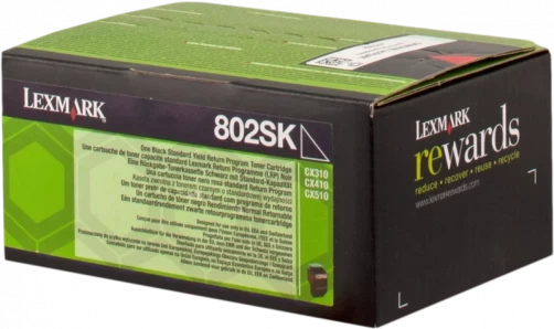 Lexmark Original 802S / 80C2SK0 Tonerkartusche Schwarz bis zu 2500 Seiten