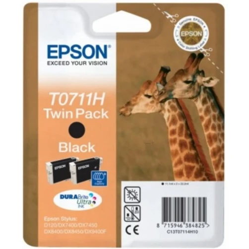 Epson Original T0711H / C13T07114H10 Tintenpatrone Schwarz bis zu 370 Seiten 11ml