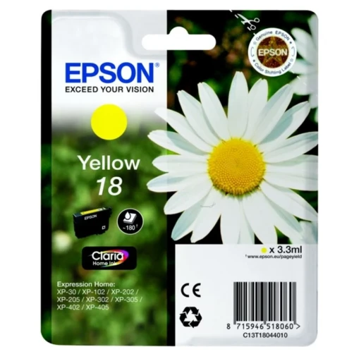 Epson Original 18 / C13T18044010 Tintenpatrone Gelb bis zu 180 Seiten 3ml