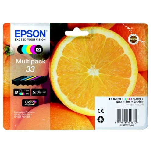 Epson Original 33 / C13T33374010 Tintenpatrone Schwarz Multipack
