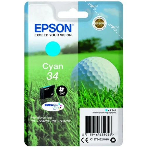 Original Epson 34 / C13T34624010 Tinte Cyan bis zu 300 Seiten 4ml
