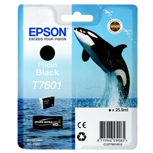Original Epson T7601 / C13T76014010 Tinte Foto Schwarz bis zu 3000 Seiten 25ml