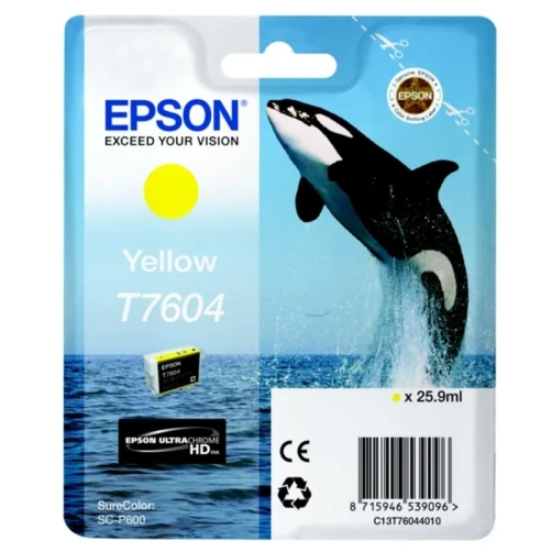 Epson Original T7604 / C13T76044010 Tintenpatrone Gelb bis zu 2100 Seiten 25ml