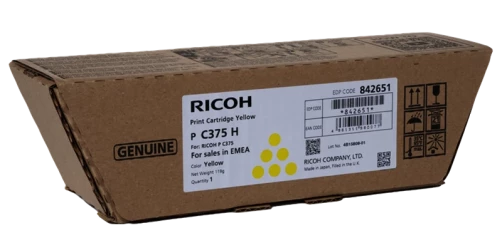 Original Ricoh 842651 / P C375H Toner Gelb bis zu 10000 Seiten