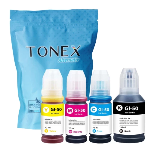 TONEX alternativ für Canon GI-50CMYK Tinte Schwarz Cyan Magenta Gelb Spar-Set