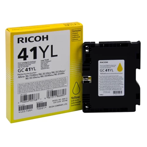 Original Ricoh GC41YL / 405768 Tinte Gelb bis zu 600 Seiten 41ml