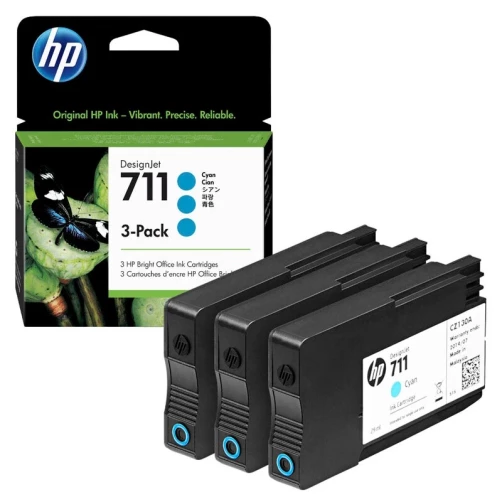 Original HP 711 / CZ134A Tinte Cyan bis zu 3000 Seiten 87ml 3-Pack